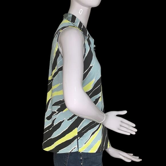 Jamie Sadock Sleeveless Blouse Pullover Size S Green Tones and Black - Picture 8 of 14